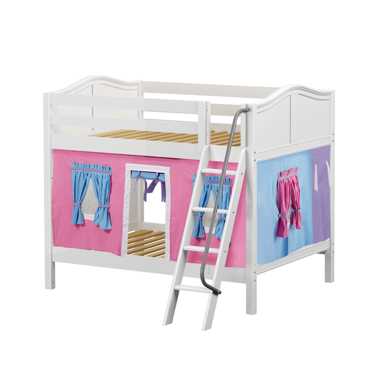 Maxtrix Full Medium Bunk Bed with Angled Ladder + Curtain