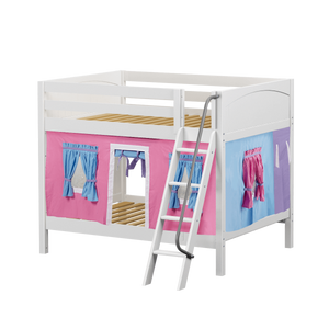 Maxtrix Full Medium Bunk Bed with Angled Ladder + Curtain