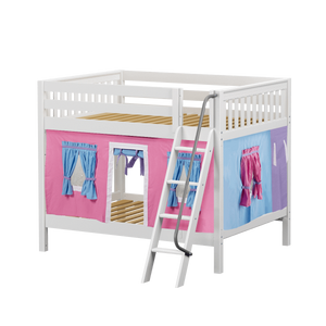 Maxtrix Full Medium Bunk Bed with Angled Ladder + Curtain