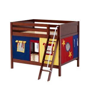 Maxtrix Full Medium Bunk Bed with Angled Ladder + Curtain