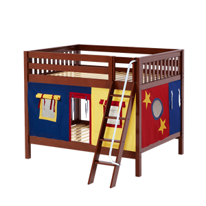 Maxtrix Full Medium Bunk Bed with Angled Ladder + Curtain