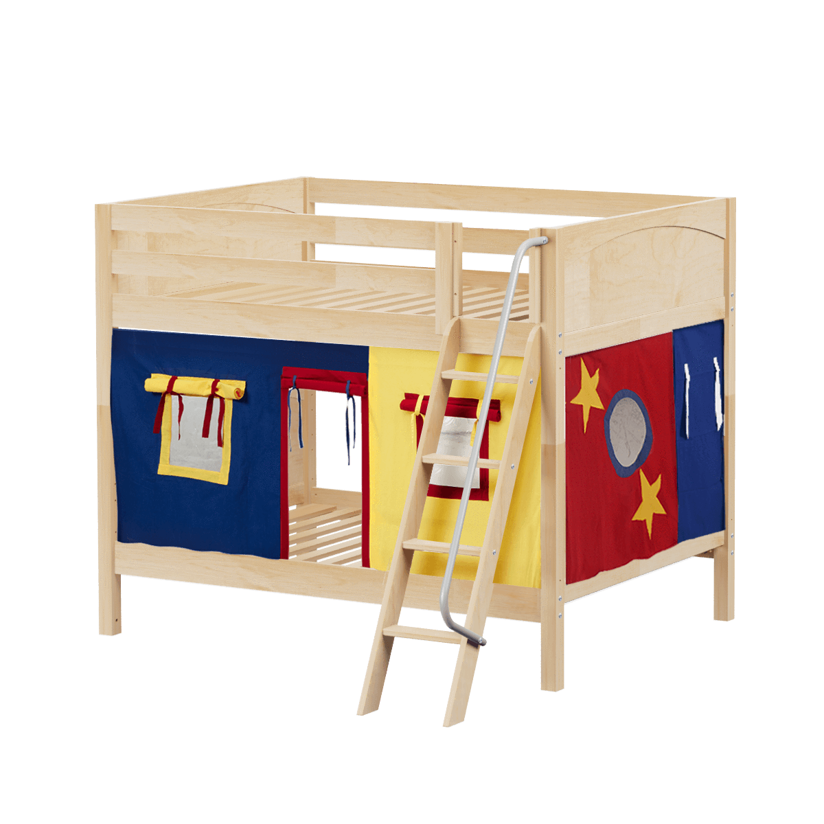 Maxtrix Full Medium Bunk Bed with Angled Ladder + Curtain