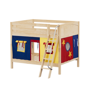 Maxtrix Full Medium Bunk Bed with Angled Ladder + Curtain