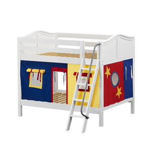 Maxtrix Full Medium Bunk Bed with Angled Ladder + Curtain