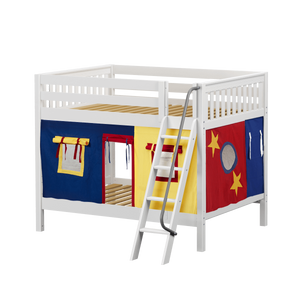 Maxtrix Full Medium Bunk Bed with Angled Ladder + Curtain