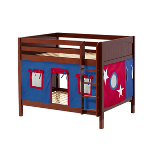 Maxtrix Full Medium Bunk Bed with Straight Ladder + Curtain