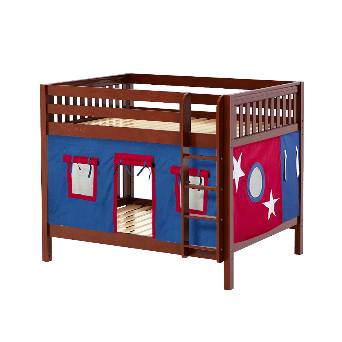 Maxtrix Full Medium Bunk Bed with Straight Ladder + Curtain