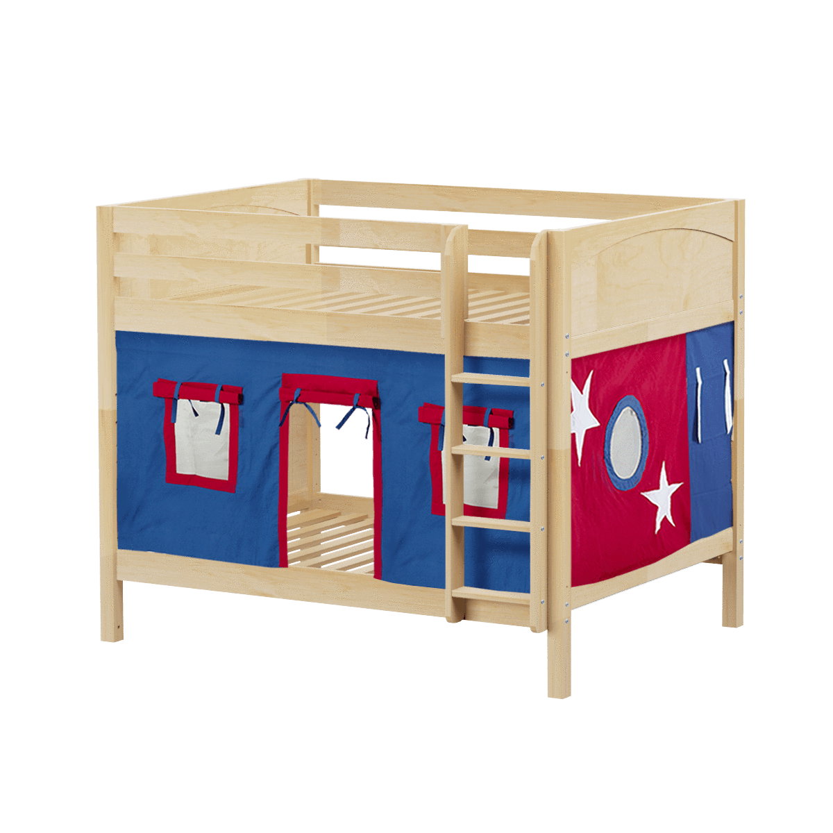 Maxtrix Full Medium Bunk Bed with Straight Ladder + Curtain