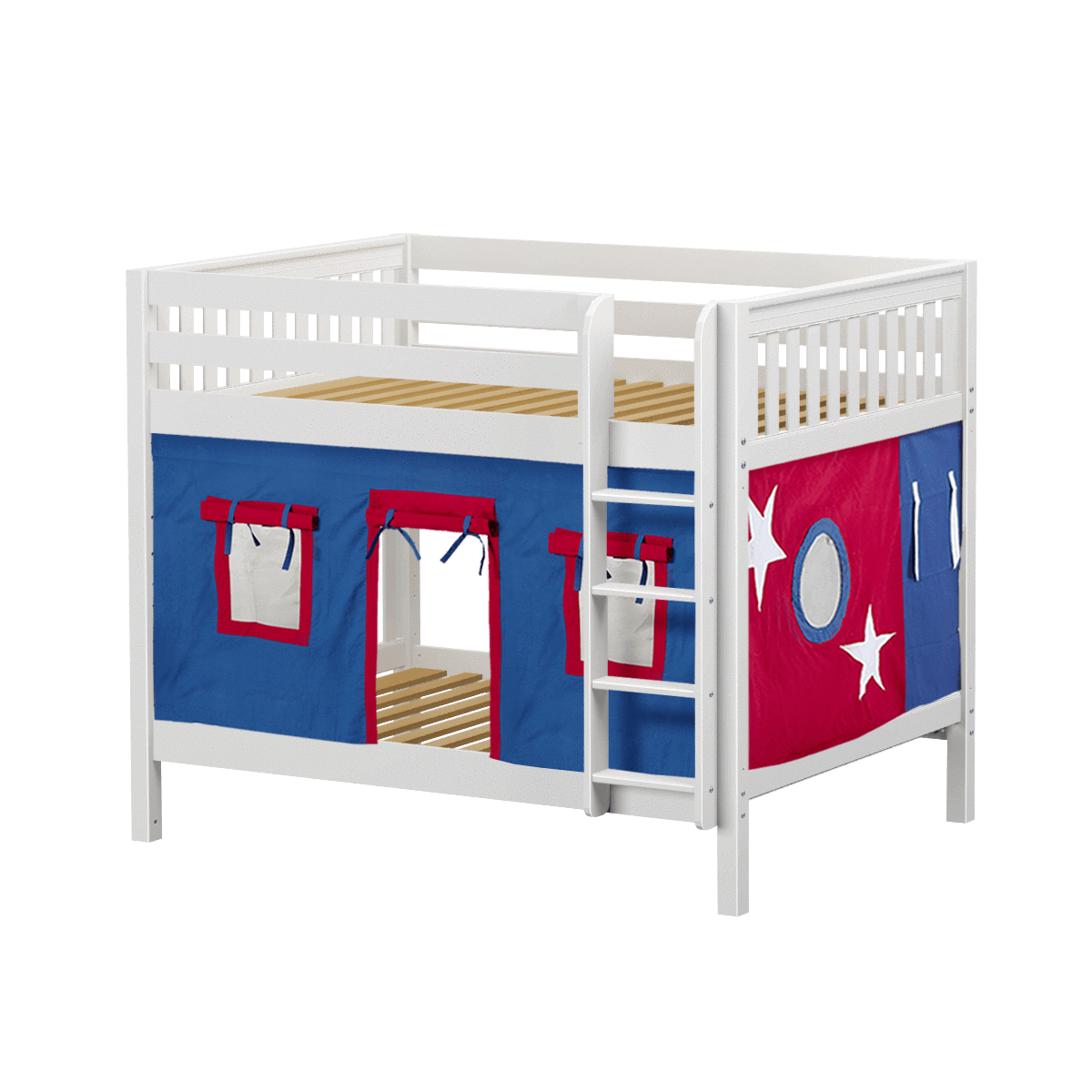 Maxtrix Full Medium Bunk Bed with Straight Ladder + Curtain