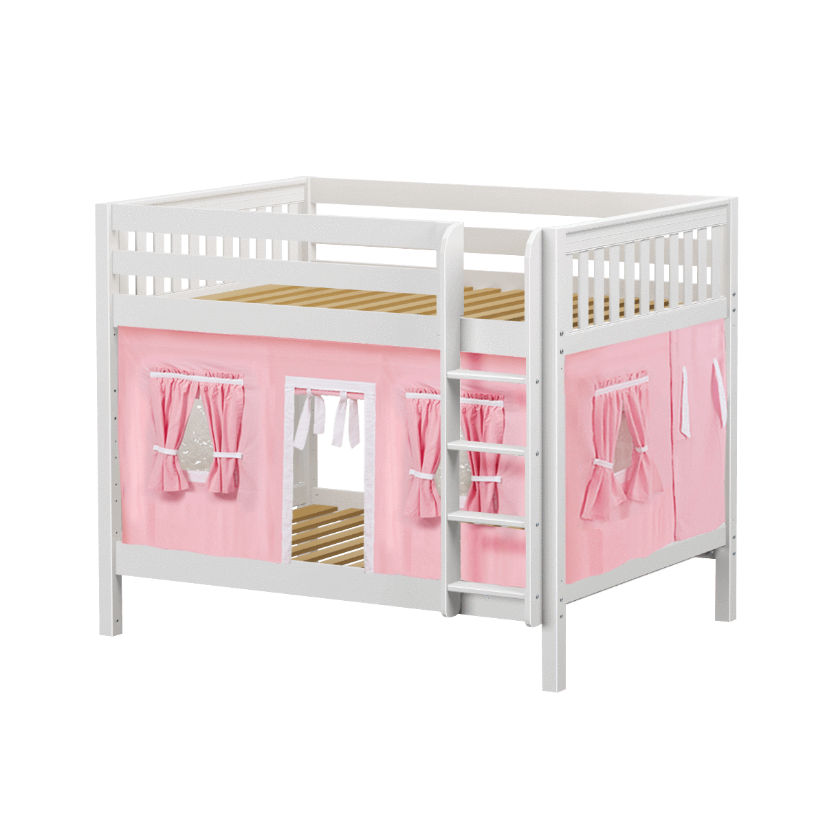 Maxtrix Full Medium Bunk Bed with Straight Ladder + Curtain