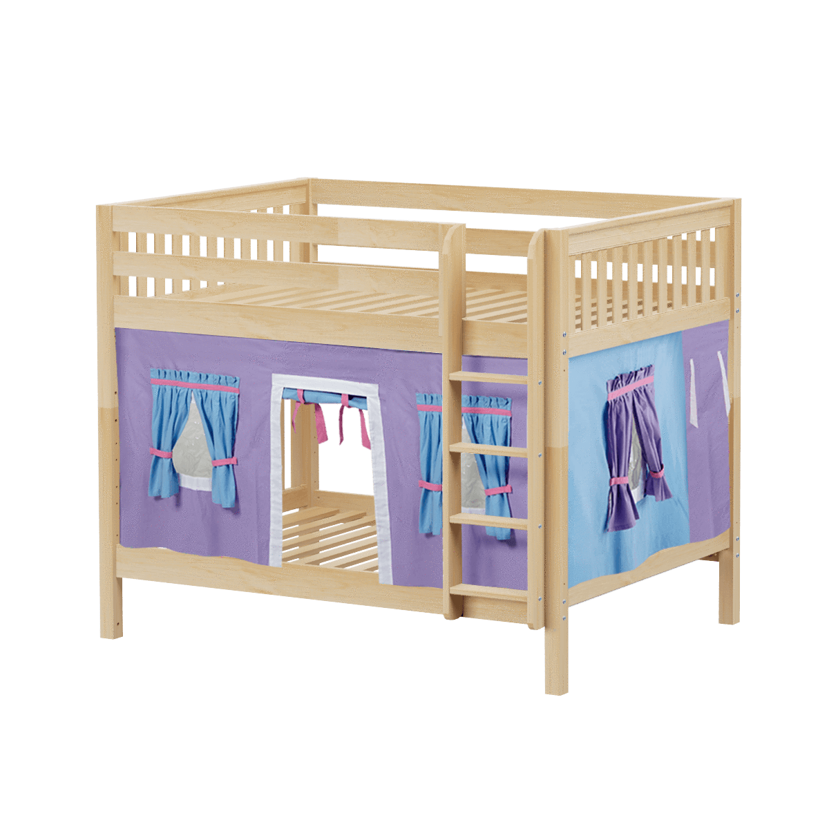 Maxtrix Full Medium Bunk Bed with Straight Ladder + Curtain