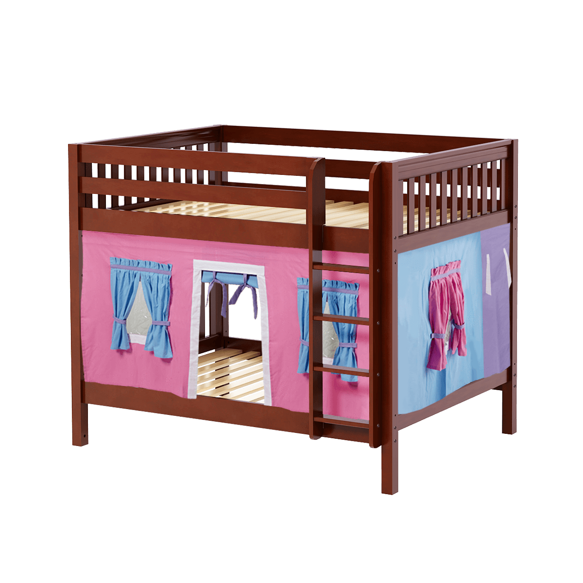 Maxtrix Full Medium Bunk Bed with Straight Ladder + Curtain