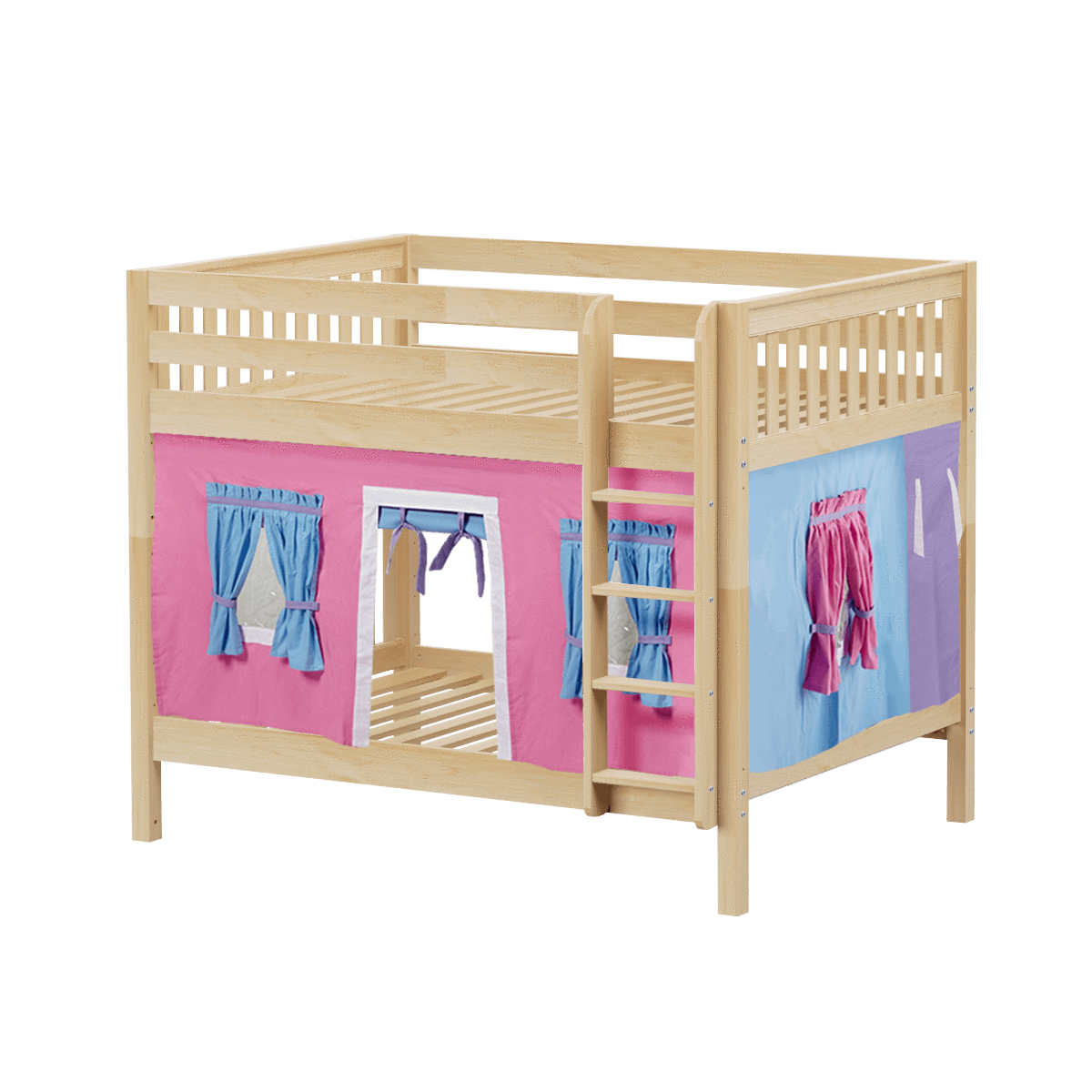 Maxtrix Full Medium Bunk Bed with Straight Ladder + Curtain