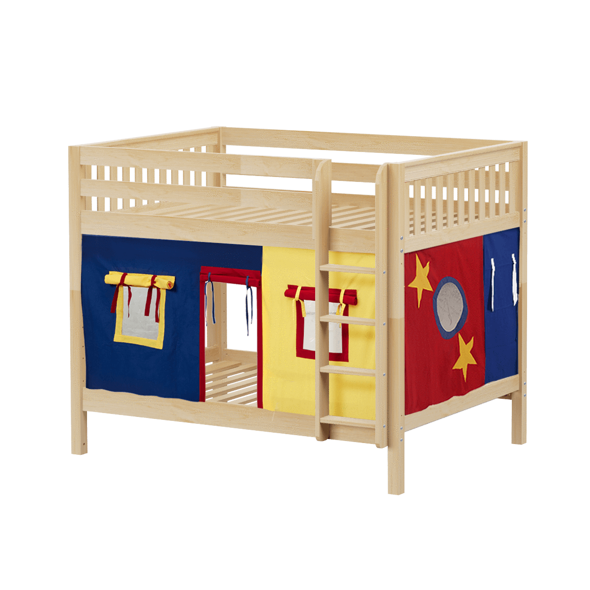 Maxtrix Full Medium Bunk Bed with Straight Ladder + Curtain