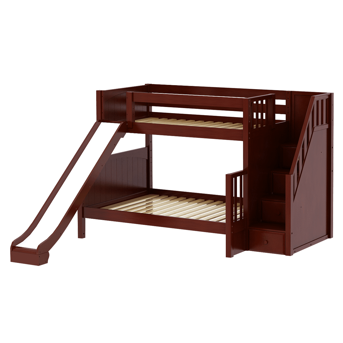 Maxtrix Medium Twin over Full Bunk Bed with Stairs + Slide