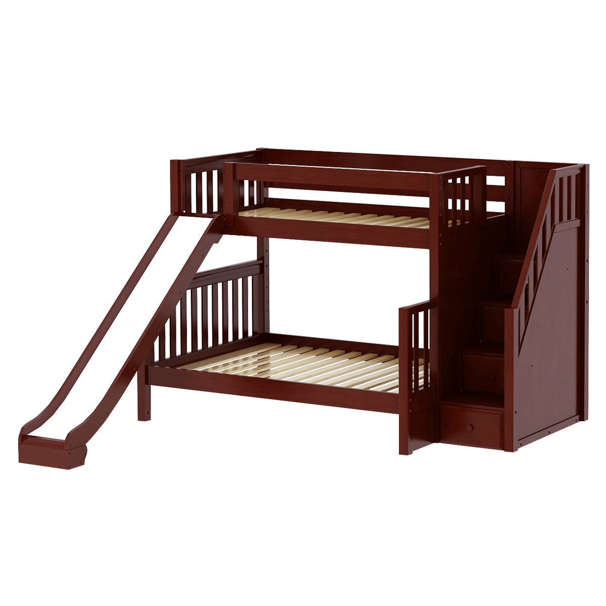 Maxtrix Medium Twin over Full Bunk Bed with Stairs + Slide