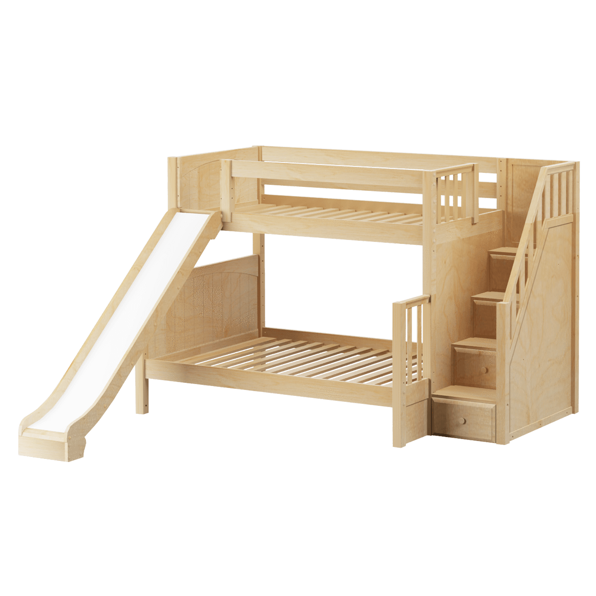 Maxtrix Medium Twin over Full Bunk Bed with Stairs + Slide