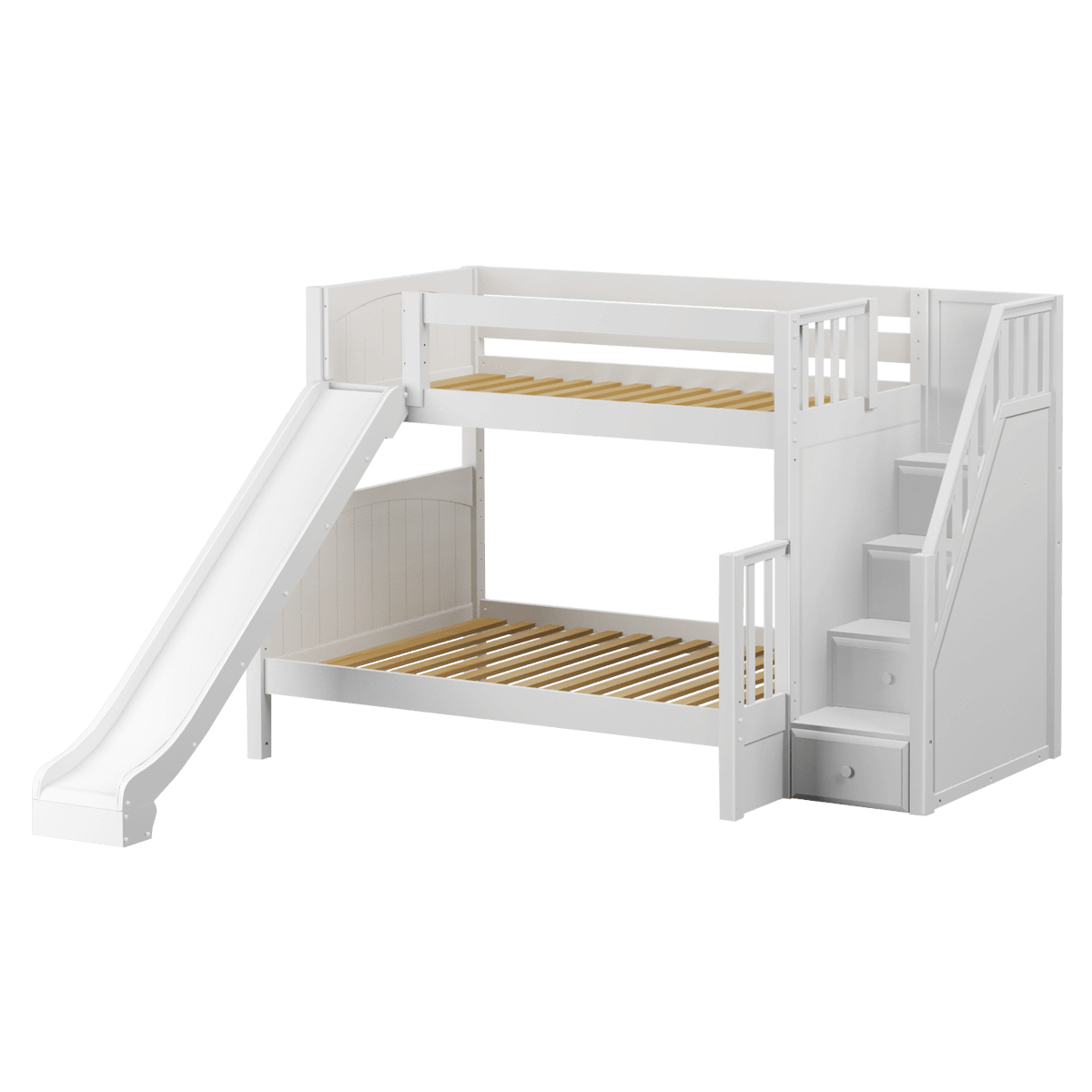 Maxtrix Medium Twin over Full Bunk Bed with Stairs + Slide