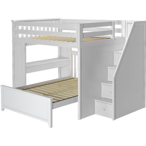 Jackpot Deluxe Full over Full L-Shape Bunk with Staircase + Desk