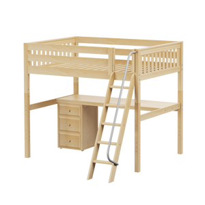 Maxtrix Full High Loft Bed with Angled Ladder + Desk