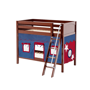 Maxtrix Twin Medium Bunk Bed with Angled Ladder + Curtain