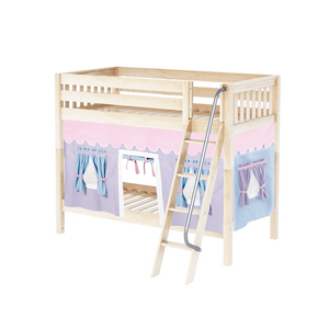 Maxtrix Twin Medium Bunk Bed with Angled Ladder + Curtain