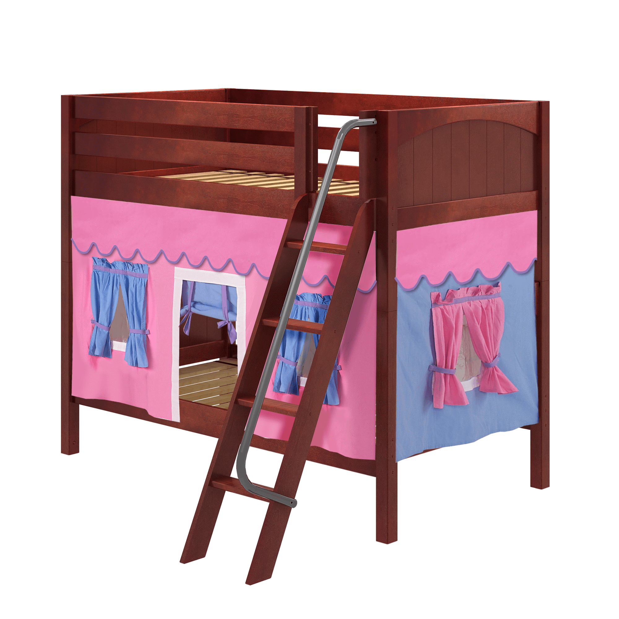 Maxtrix Twin Medium Bunk Bed with Angled Ladder + Curtain