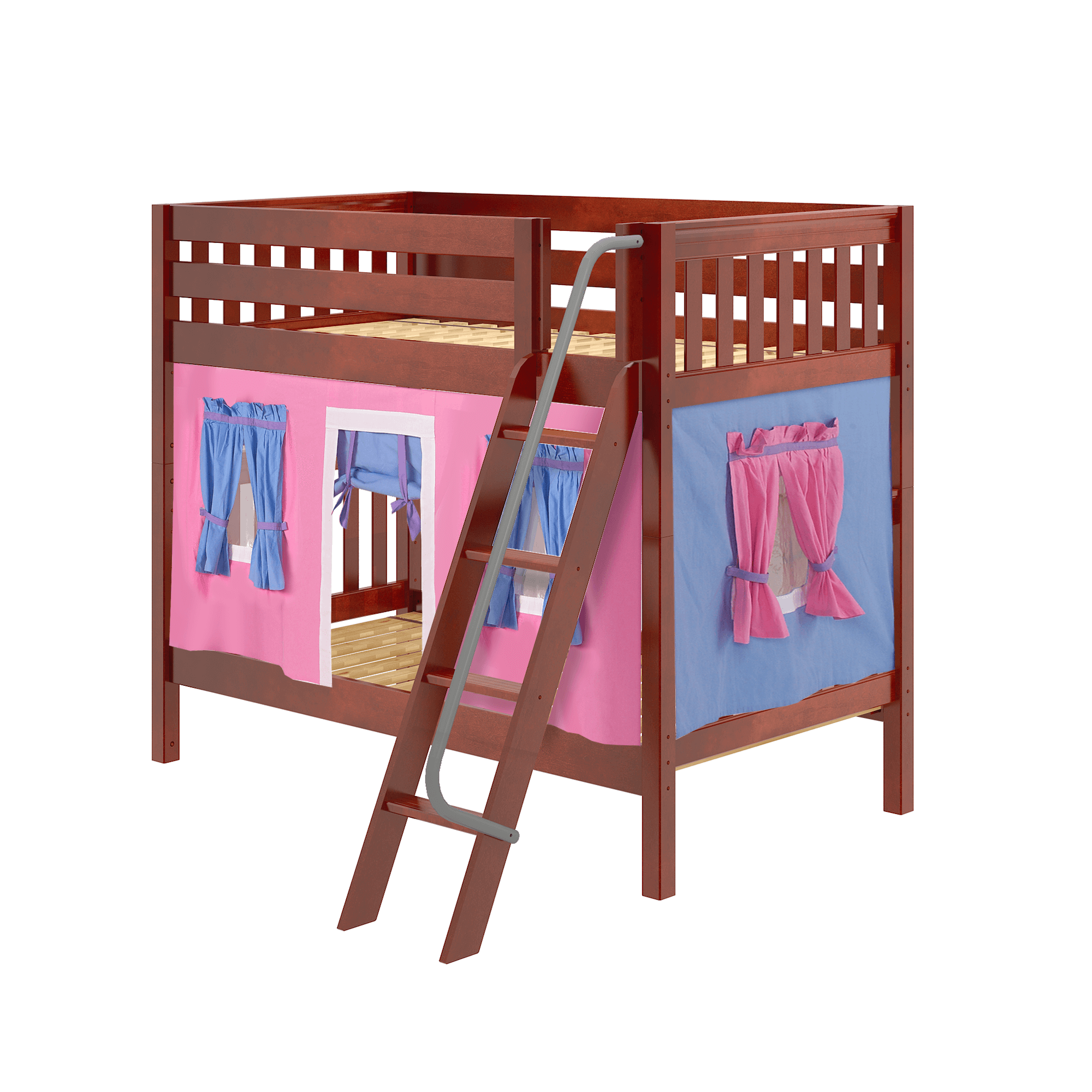 Maxtrix Twin Medium Bunk Bed with Angled Ladder + Curtain