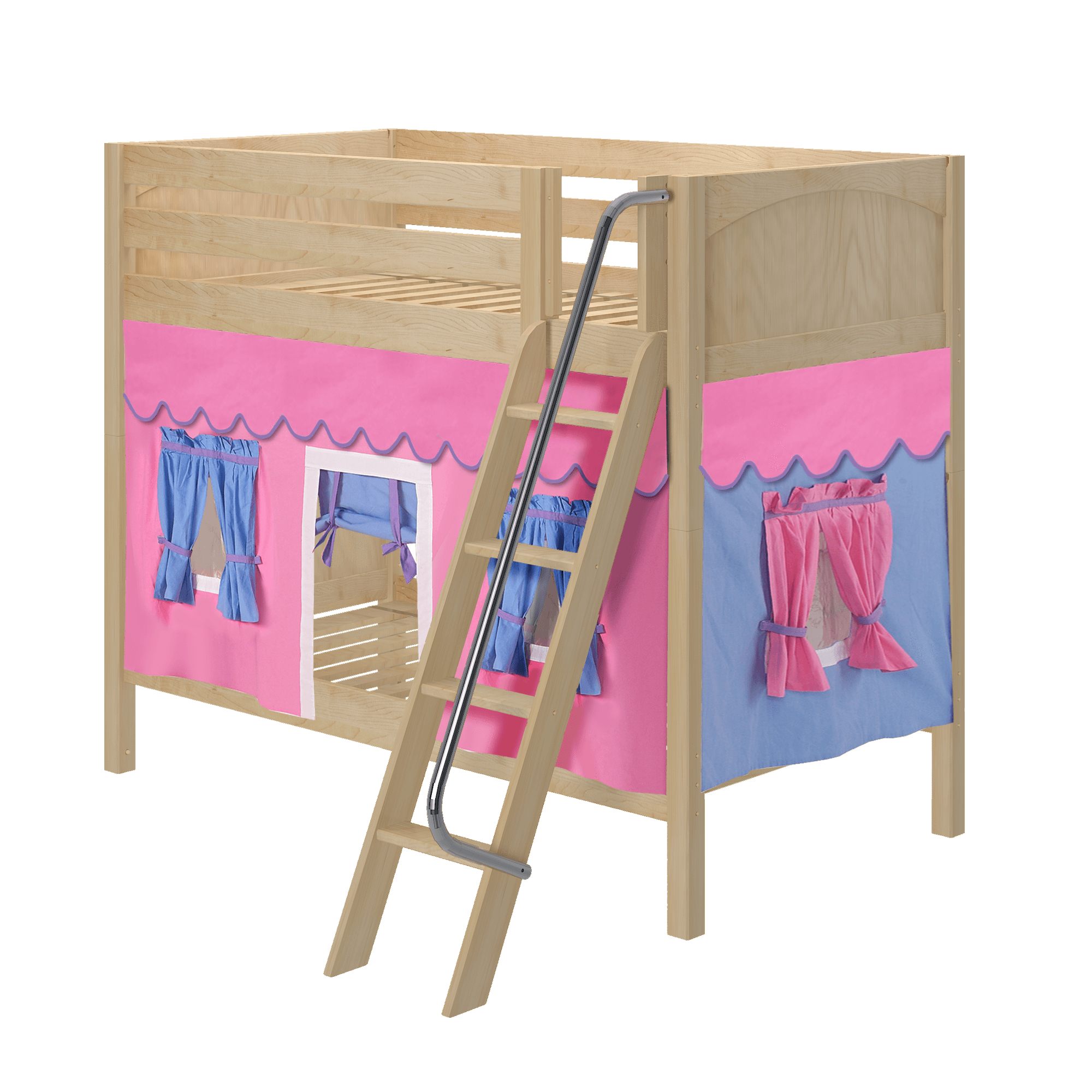 Maxtrix Twin Medium Bunk Bed with Angled Ladder + Curtain