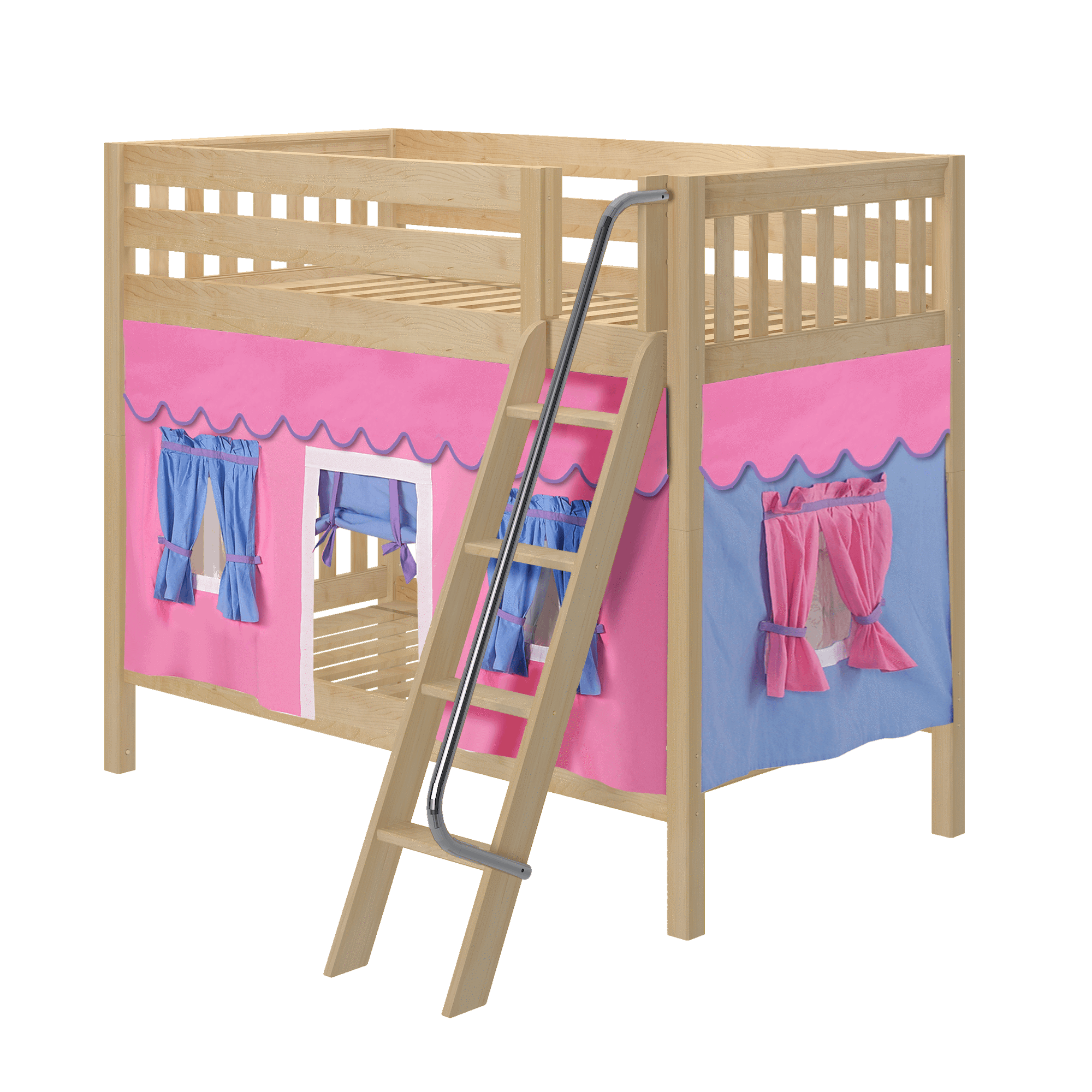 Maxtrix Twin Medium Bunk Bed with Angled Ladder + Curtain