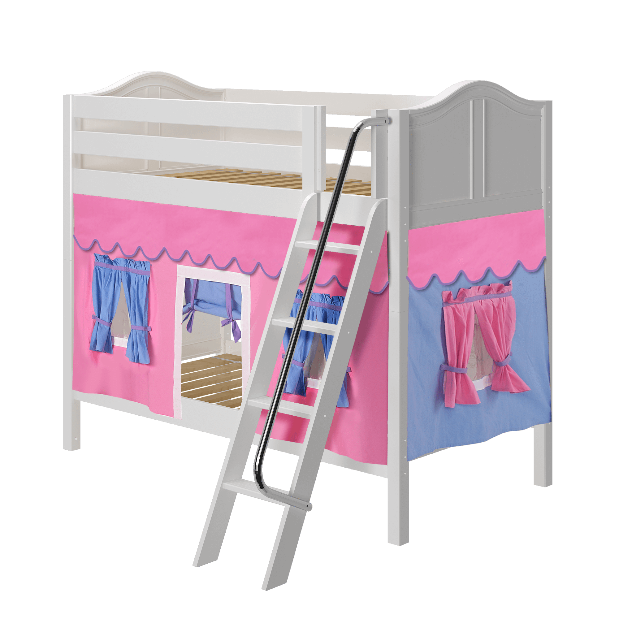 Maxtrix Twin Medium Bunk Bed with Angled Ladder + Curtain