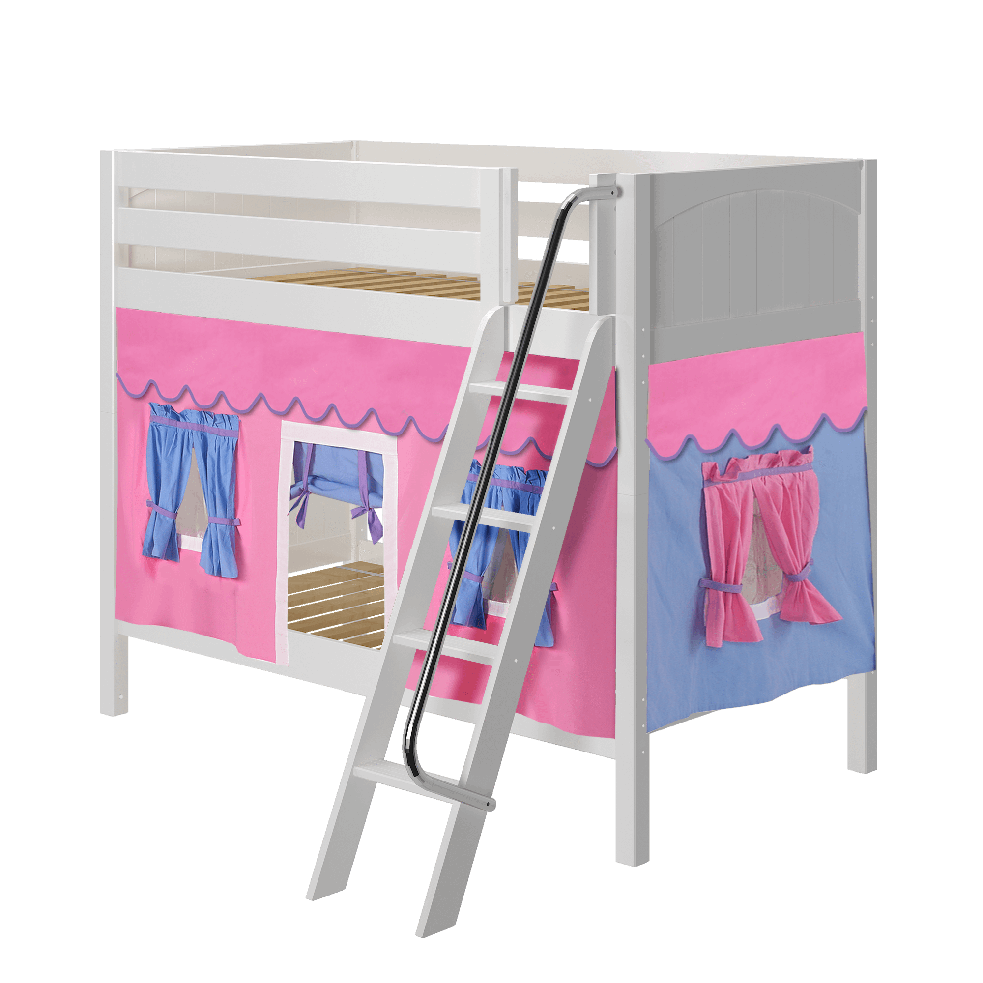 Maxtrix Twin Medium Bunk Bed with Angled Ladder + Curtain