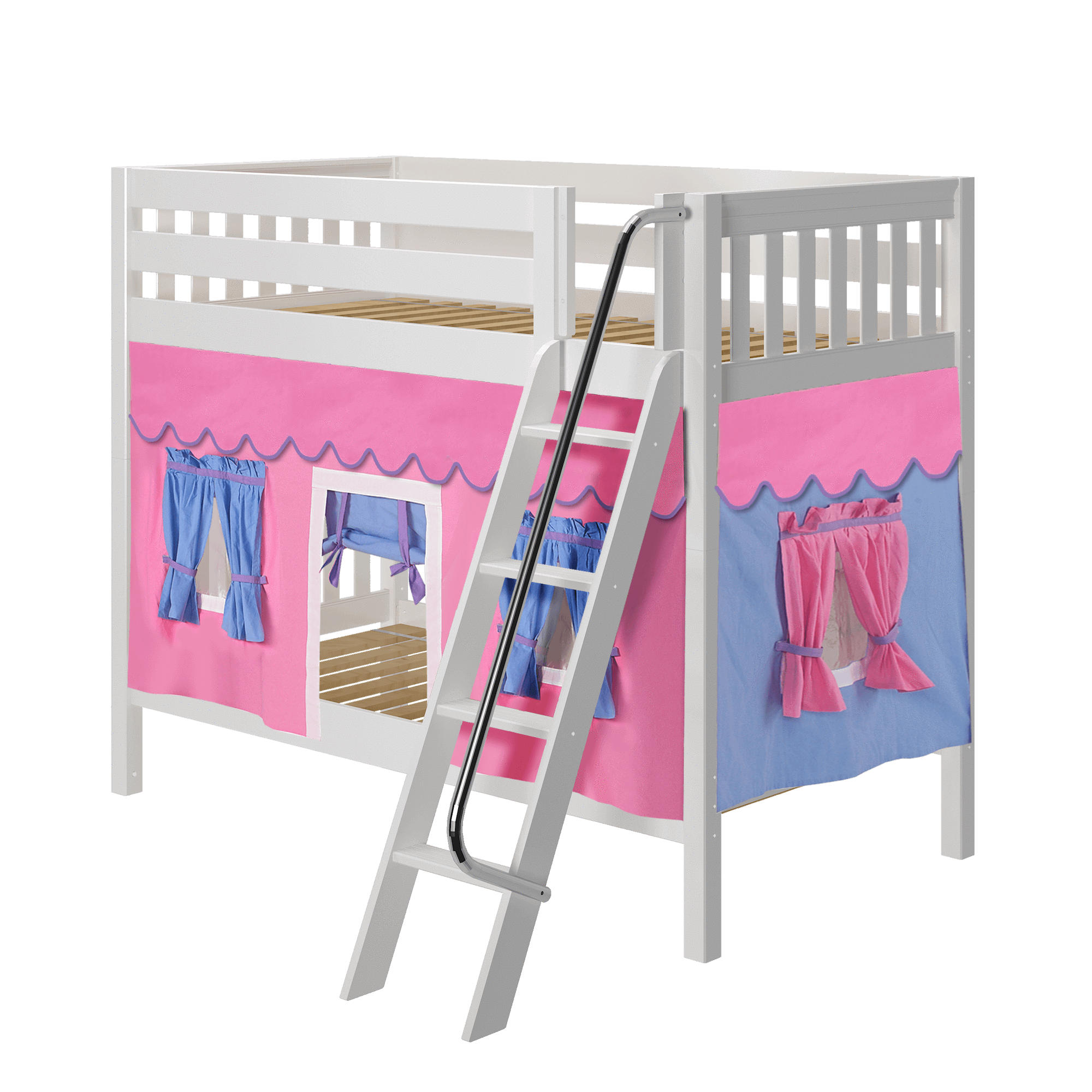 Maxtrix Twin Medium Bunk Bed with Angled Ladder + Curtain