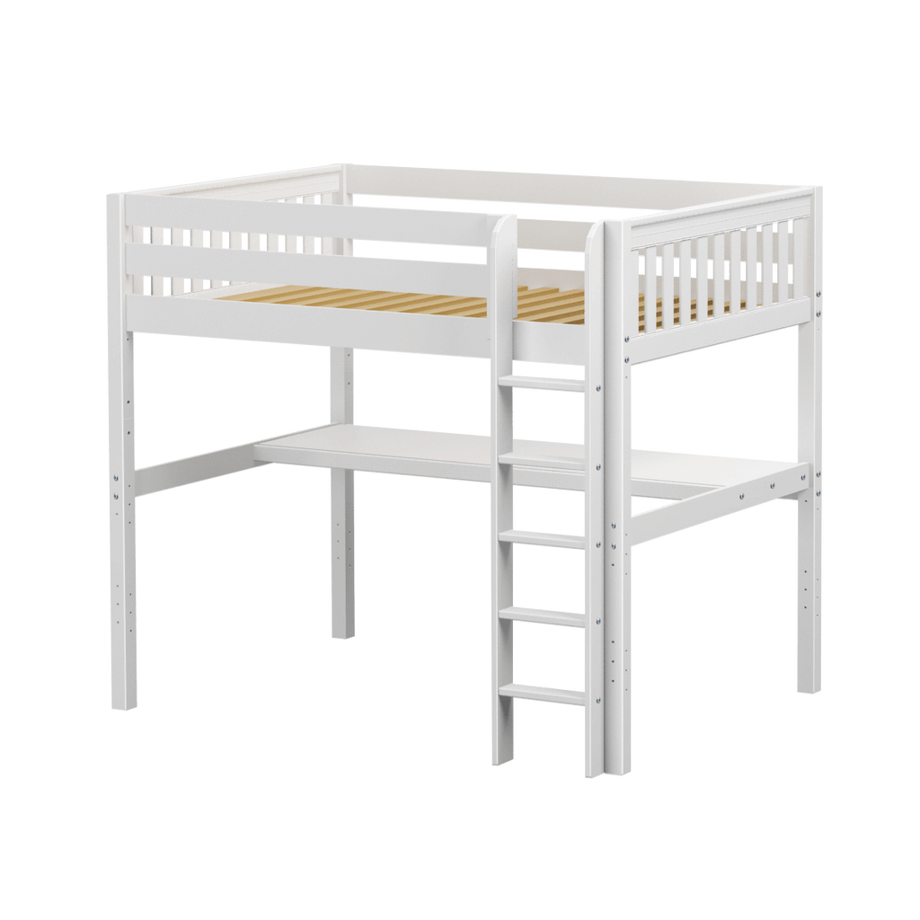 Maxtrix Full High Loft Bed with Straight Ladder + Desk