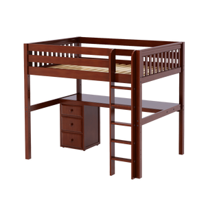 Maxtrix Full High Loft Bed with Straight Ladder + Desk