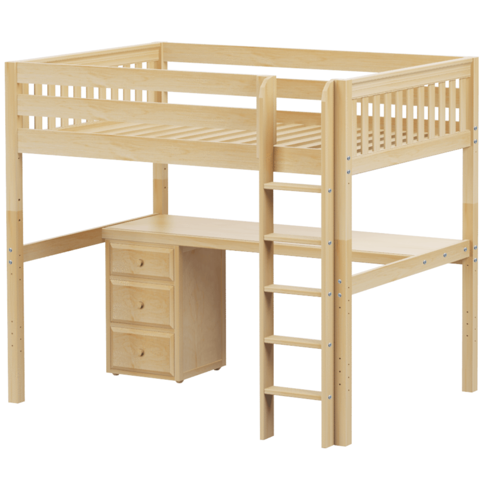 Maxtrix Full XL High Loft Bed with Straight Ladder + Desk