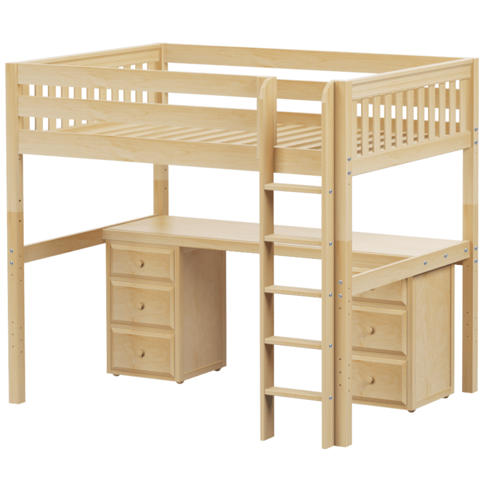 Maxtrix Full XL High Loft Bed with Straight Ladder + Desk