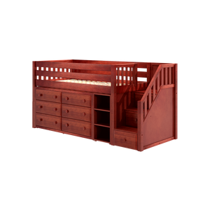 Maxtrix Twin Low Loft Bed with Stairs + Storage