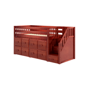 Maxtrix Twin Low Loft Bed with Stairs + Storage