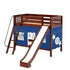 Maxtrix Twin Medium Bunk Bed with Angled Ladder, Curtain + Slide