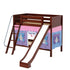 Maxtrix Twin Medium Bunk Bed with Angled Ladder, Curtain + Slide