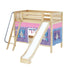 Maxtrix Twin Medium Bunk Bed with Angled Ladder, Curtain + Slide