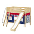 Maxtrix Twin Medium Bunk Bed with Angled Ladder, Curtain + Slide