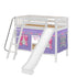 Maxtrix Twin Medium Bunk Bed with Angled Ladder, Curtain + Slide