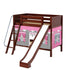 Maxtrix Twin Medium Bunk Bed with Angled Ladder, Curtain + Slide