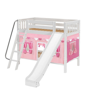 Maxtrix Twin Medium Bunk Bed with Angled Ladder, Curtain + Slide
