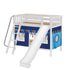 Maxtrix Twin Medium Bunk Bed with Angled Ladder, Curtain + Slide