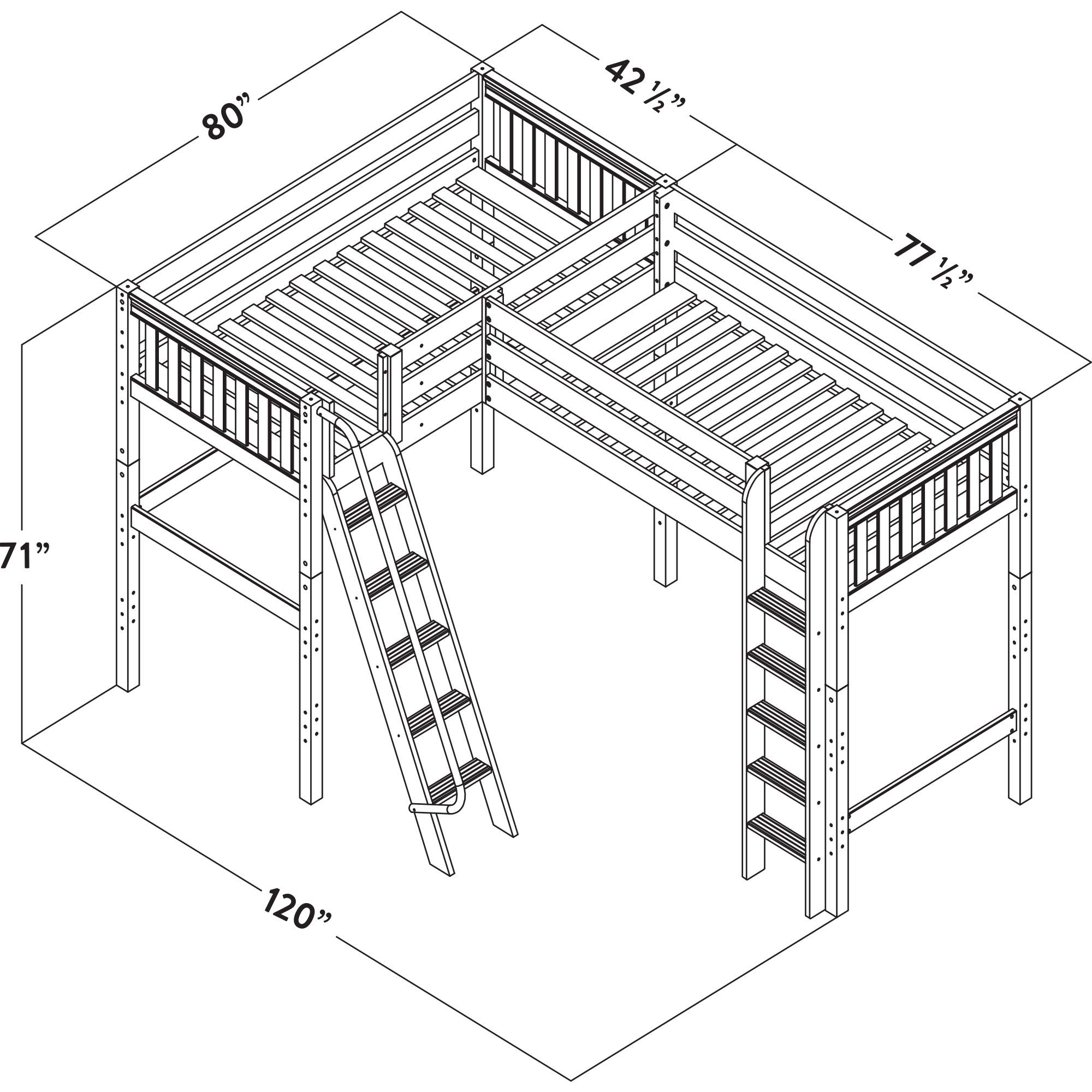 Maxtrix Twin High Corner Loft Bed