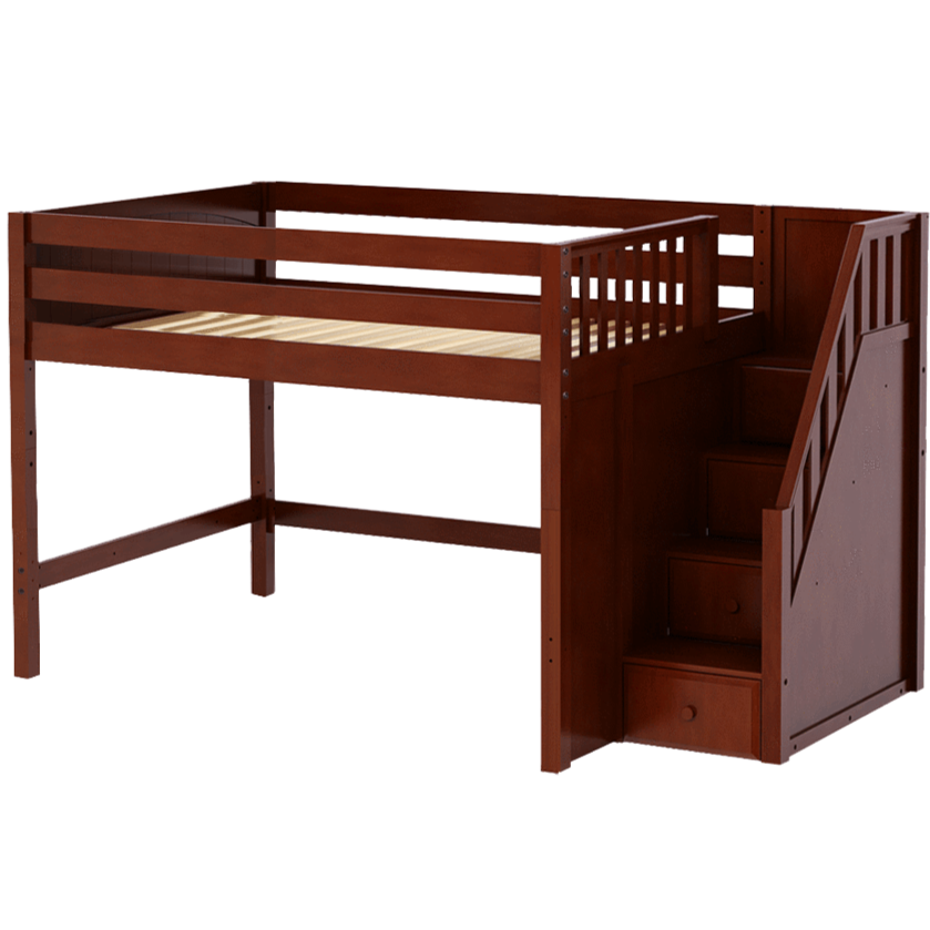 Maxtrix Full Mid Loft Bed with Stairs