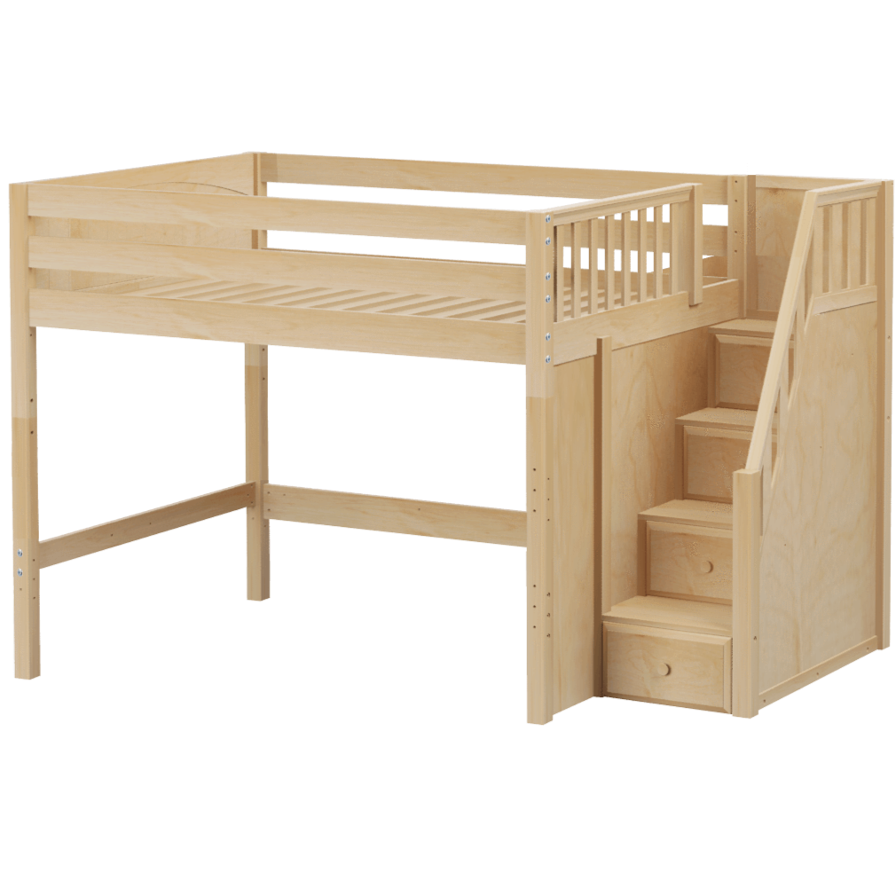 Maxtrix Full Mid Loft Bed with Stairs